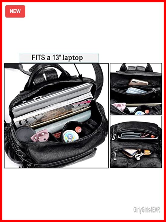Vegan Leather Convertible Travel Backpack Purse with Tassel main image 6